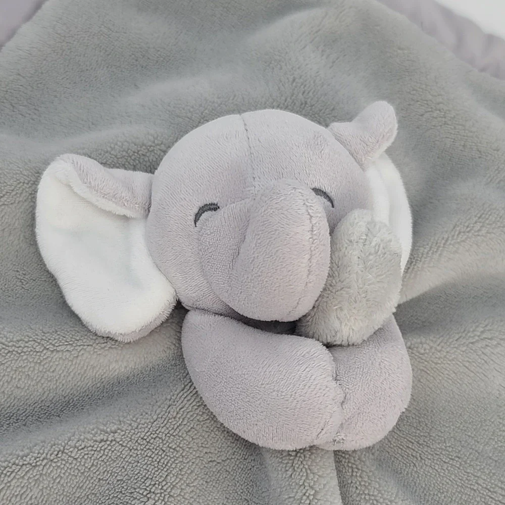 Carter's Gray Elephant Lovey Security Blanket SATIN Trim Baby Plush 2016